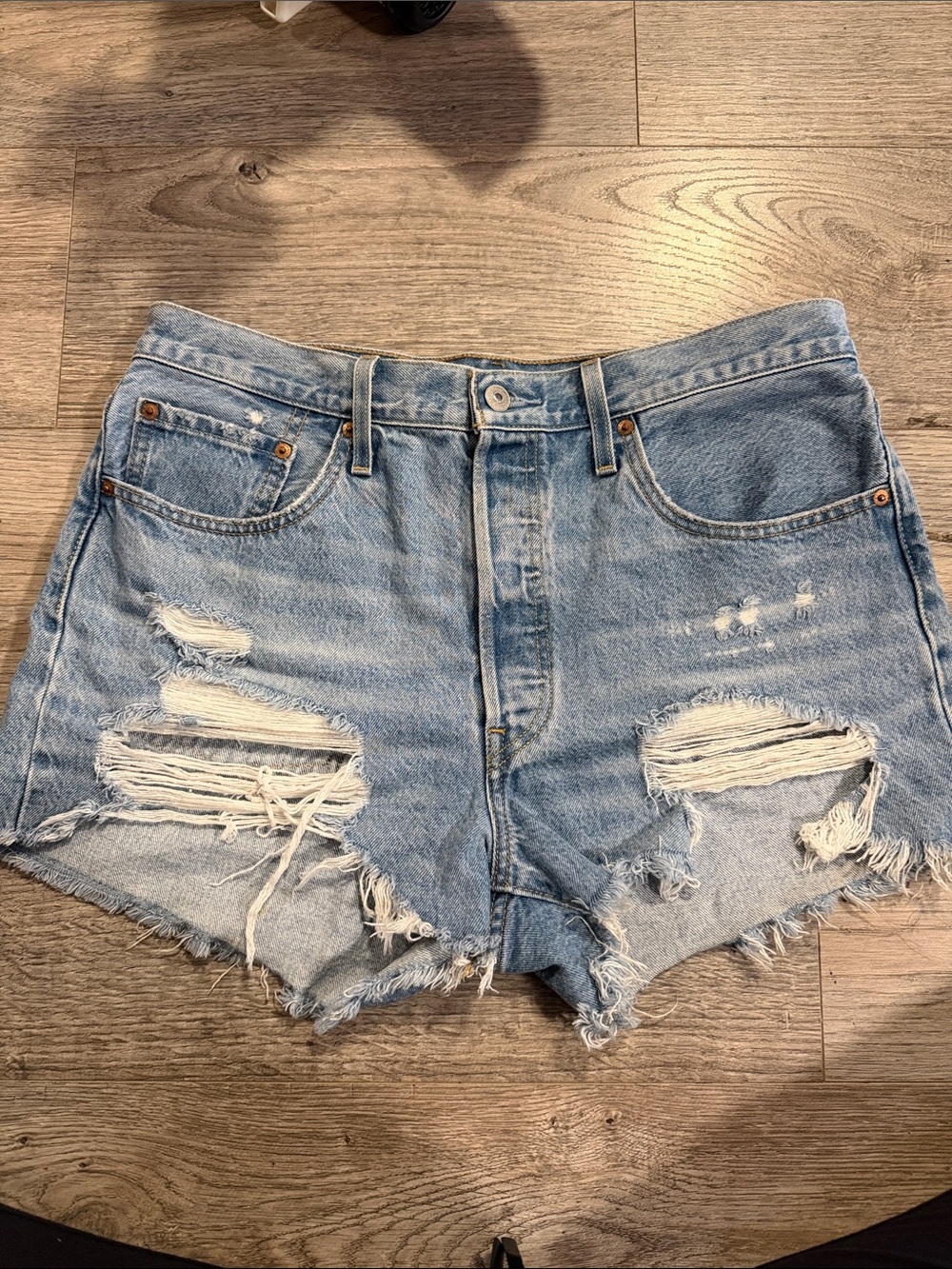 Levi’s Light Blue Distressed Denim Women’s Shorts